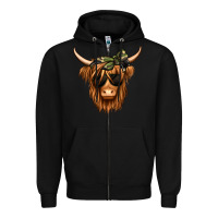 Black camouflage long haired cow Zipper Hoodie - Jasminsmagicworld