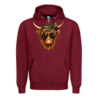 Burgundy camouflage long haired cow Zipper Hoodie - Jasminsmagicworld