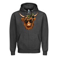 Charcoal Heather camouflage long haired cow Zipper Hoodie - Jasminsmagicworld