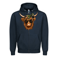 Navy camouflage long haired cow Zipper Hoodie - Jasminsmagicworld