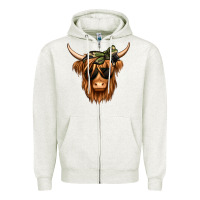 Oatmeal Heather camouflage long haired cow Zipper Hoodie - Jasminsmagicworld