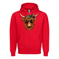 Red camouflage long haired cow Zipper Hoodie - Jasminsmagicworld