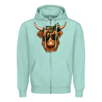 Seafoam camouflage long haired cow Zipper Hoodie - Jasminsmagicworld