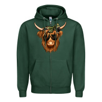 Sports Green camouflage long haired cow Zipper Hoodie - Jasminsmagicworld