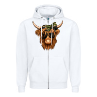 White camouflage long haired cow Zipper Hoodie - Jasminsmagicworld