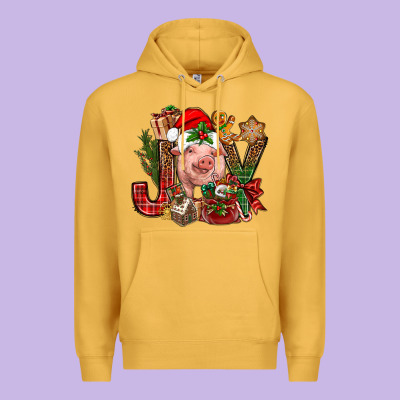 Joy Christmas With Pig Bbs Premium Hoodie Designed By Bundleandbundleshop