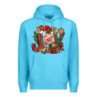Ocean Blue joy christmas with pig bbs Premium Hoodie - BundleAndBundleShop