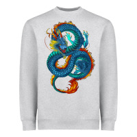 Heather Grey Blue dragon Heavyweight Sweatshirt - RanaPortraitStore