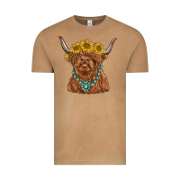 Vintage Camel highland cow with sunflower and gemstone Vintage Tee - RanaPortraitStore