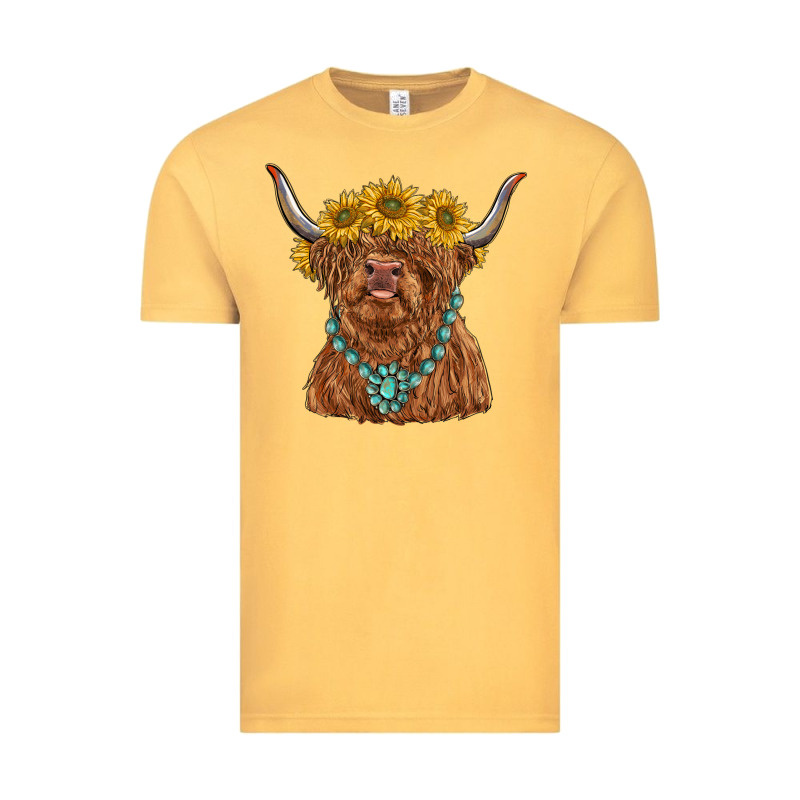 Highland Cow With Sunflower And Gemstone Vintage Tee by RanaPortraitStore | Teevron