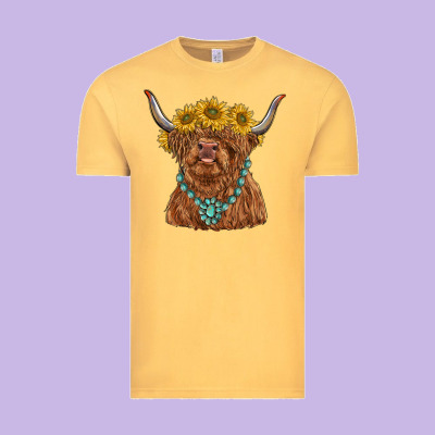 Highland Cow With Sunflower And Gemstone Vintage Tee Designed By Ranaportraitstore