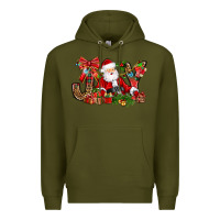 Army Green joy christmas with santa bbs Premium Hoodie - BundleAndBundleShop