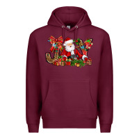 Burgundy joy christmas with santa bbs Premium Hoodie - BundleAndBundleShop