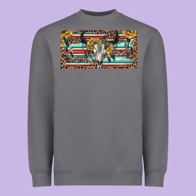 Heavyweight Sweatshirt Boho bull skull and serape