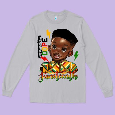 Juneteenth Black Boy Long Sleeve Tee Designed By Hra Design Shop