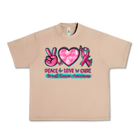Burro Peace Love Cure Breast Cancer Awareness Urban Heavy Tee - texasbilliewilder