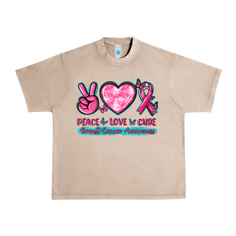 Peace Love Cure Breast Cancer Awareness Urban Heavy Tee by texasbilliewilder | Teevron