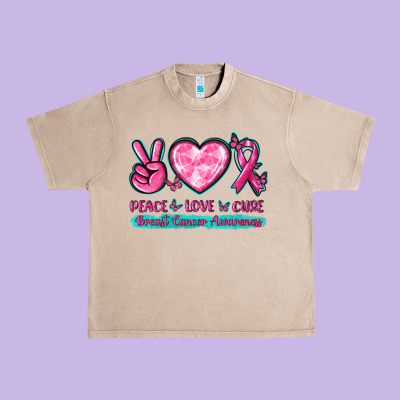 Peace Love Cure Breast Cancer Awareness Urban Heavy Tee Designed By Texasbilliewilder