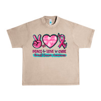 French Oak Peace Love Cure Breast Cancer Awareness Urban Heavy Tee - texasbilliewilder