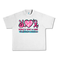 Lunar Rock Peace Love Cure Breast Cancer Awareness Urban Heavy Tee - texasbilliewilder