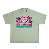 Oil Green Peace Love Cure Breast Cancer Awareness Urban Heavy Tee - texasbilliewilder