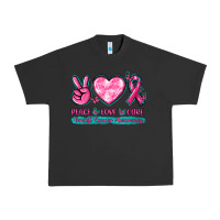 Pigment Black Peace Love Cure Breast Cancer Awareness Urban Heavy Tee - texasbilliewilder