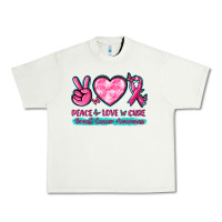Pistachio Peace Love Cure Breast Cancer Awareness Urban Heavy Tee - texasbilliewilder