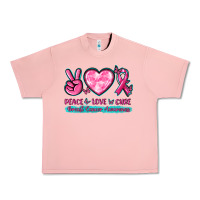 Salmon Peace Love Cure Breast Cancer Awareness Urban Heavy Tee - texasbilliewilder