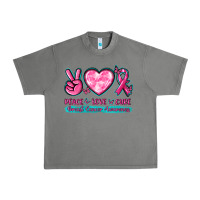 Tornado Peace Love Cure Breast Cancer Awareness Urban Heavy Tee - texasbilliewilder