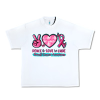 White Peace Love Cure Breast Cancer Awareness Urban Heavy Tee - texasbilliewilder