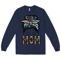 Navy mom Long Sleeve Tee - CowhideDigitalArt