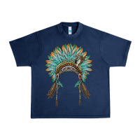 Navy native american headdress turquise Urban Heavy Tee - BarkalooDesign