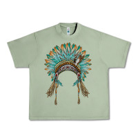 Oil Green native american headdress turquise Urban Heavy Tee - BarkalooDesign