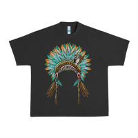 Pigment Black native american headdress turquise Urban Heavy Tee - BarkalooDesign