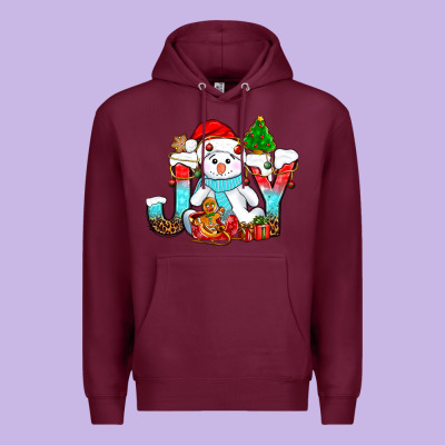 Joy Christmas With Snowman Bbs Premium Hoodie Designed By Bundleandbundleshop