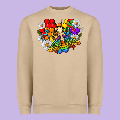 Heavyweight Sweatshirt pride bee with daisy lgbtq