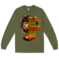 Army Green juneteenth 1885 because my ancestors weren't free in 1776 black woman Long Sleeve Tee - HRA Design Shop