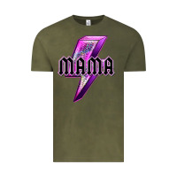 Vintage Olive mama neon leopard lightning bolt Vintage Tee - texasbilliewilder