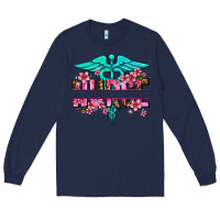 Navy floral nurse preview Long Sleeve Tee - AdoDesignShop