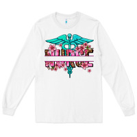 White floral nurse preview Long Sleeve Tee - AdoDesignShop