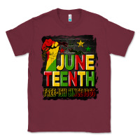 Burgundy juneteenth fist free ish since 1865 with background Classic Tee - HRA Design Shop
