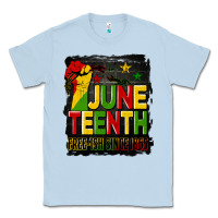 Dusty Blue juneteenth fist free ish since 1865 with background Classic Tee - HRA Design Shop