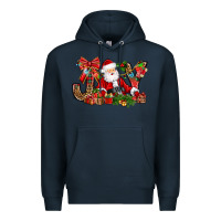 Navy joy christmas with santa bbs Premium Hoodie - BundleAndBundleShop