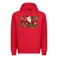 Red joy christmas with santa bbs Premium Hoodie - BundleAndBundleShop