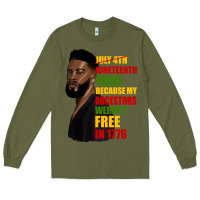 Army Green juneteenth 1885 because my ancestors weren't free in 1776 black man Long Sleeve Tee - HRA Design Shop