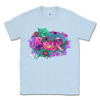 Dusty Blue halloween boo with cancer ribbon Classic Tee - AdoDesignShop