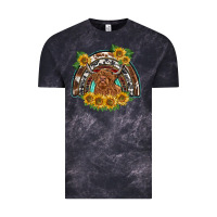 Cloud Black scottish calf sunflowers rainbow Vintage Tee - BarkalooDesign