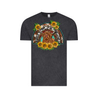 Vintage Black scottish calf sunflowers rainbow Vintage Tee - BarkalooDesign