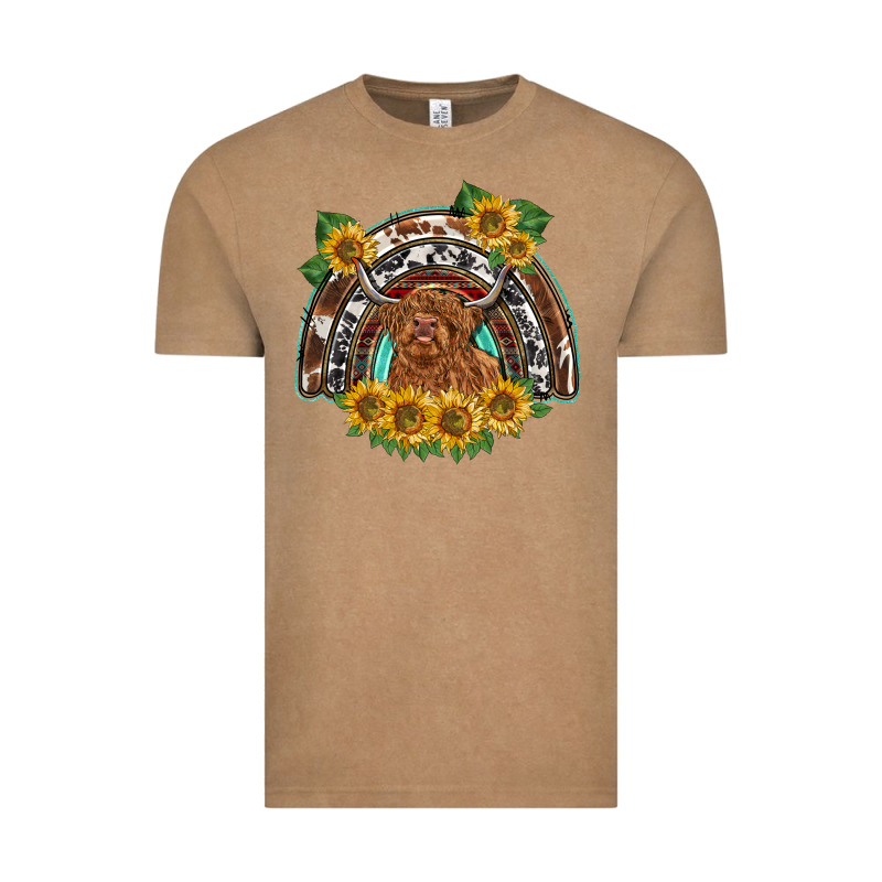 Scottish Calf Sunflowers Rainbow Vintage Tee by BarkalooDesign | Teevron