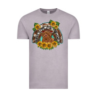 Vintage Zinc scottish calf sunflowers rainbow Vintage Tee - BarkalooDesign